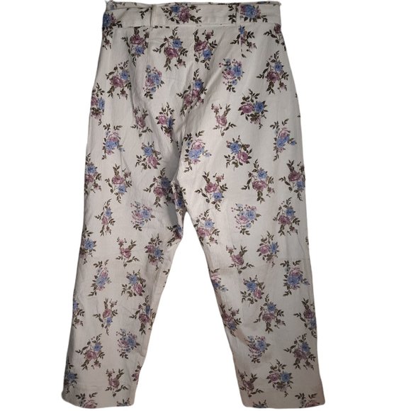 High rise corduroy w/floral print & belt - Picture 7 of 11